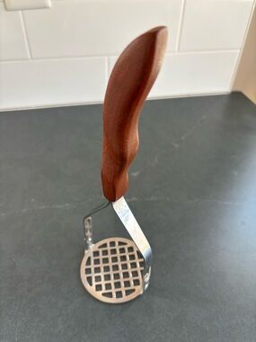 Cutco Brown Wood and Silver Stainless Potato Masher
